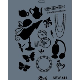 Rich New Seri N-481 Stencil 35x25cm