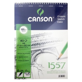 Canson 1557 Eskiz Defteri 120 gr. Üstten Spiralli A4 40 Sayfa
