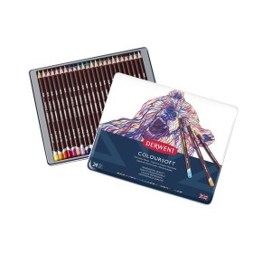 Derwent Coloursoft Pencils Yumuşak Kuruboya Kalemi 24'lü Teneke Kutu