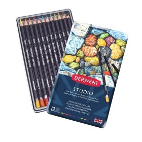 Derwent Studio Pencils Kuruboya Kalemi 12'li Teneke Kutu