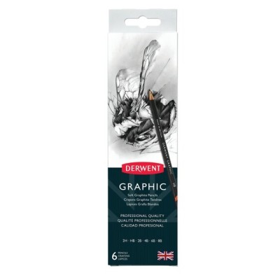 Derwent Graphic Pencils 6'lı Teneke Kutu Grafik Kalemi