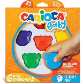 Carioca Teddy Şekilli Eli Kirletmeyen Mum Boya 6'Lı
