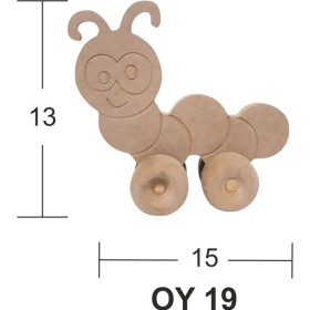 Ahşap Tekerlekli Oyuncak Tırtıl 15x13