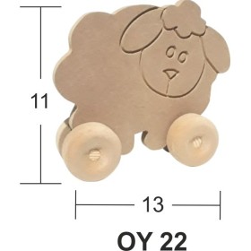 Ahşap Tekerlekli Oyuncak Koyun 13x11