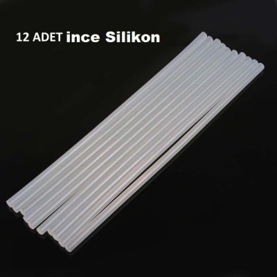 12 adt İNCE Çubuk SİLİKON Şeffaf 30cm
