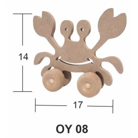 Ahşap Tekerlekli Oyuncak Bay Yengeç 15x18cm