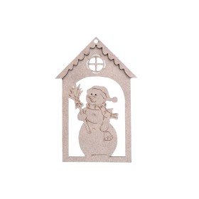 Yılbaşı Evi Kardan Adam 13x20cm Ahşap Obje
