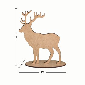 Yılbaşı Geyik 14x12cm Kaideli Ahşap Obje