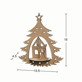 Yılbaşı Boyutlu Çam Ağacı 15x13x4 cm Ahşap Obje