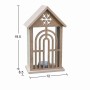 Yılbaşı T-Ligt Mumluk Ev Kar Tanesi Desen 19x12x6 cm Ahşap Obje