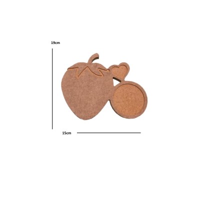 Çilek Kahve/Bardak Altlığı 15x19cm Ahşap Obje SLP-24