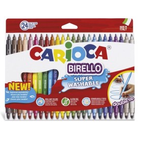Carioca Bırello Süper Yıkanabilir Çift Taraflı Keçeli Boya Kalemi 24'Lü