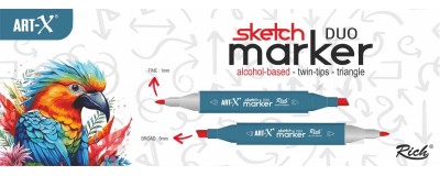 Rich Art-x Sketch Marker Duo Yan Kesik-Yuvarlak Uçlu